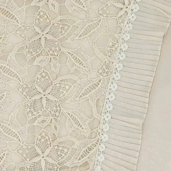 Vintage Cream Floral Pleated Bib Blouse Small Formal Evening Blouse Cottagecore - Picture 3 of 5